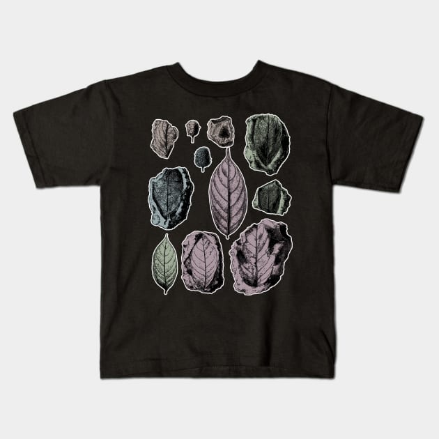 Botanical Leaf Fossils Kids T-Shirt by encycloart